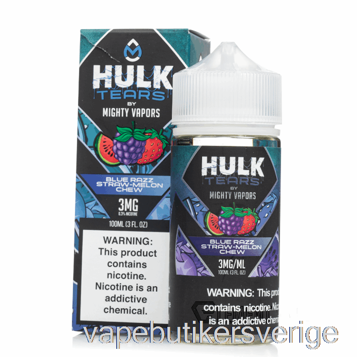 Vape Sverige Blå Razz Halm Melon Tugga - Hulk Tears - 100ml 6mg